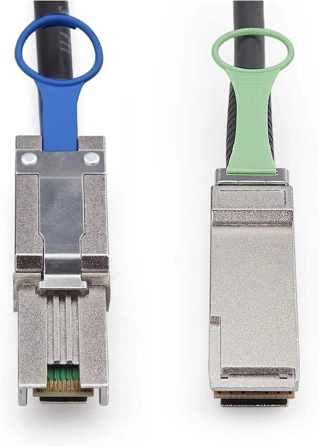 Alt view image 6 of 6 - Compatible with QSFP (SFF-8436) to MiniSAS (SFF-8088) DDR Hybrid SAS Cable, 100-Ohm, 0.5-m(1.65ft)