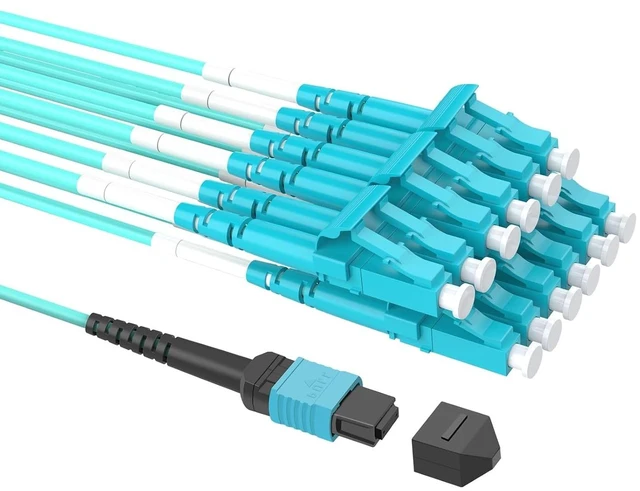 Main image of MPO-LC 60m OM3 Fiber Patch Cable,198.0ft 12-Core Multimode Fiber Optic,LSZH Jacket Fiber Jumper,40G/40GBASE-SR4 Breakout Cable, MTP Compatible for QSFP Transceivers,Data Center (MOP-LC-12, 60m/197ft)