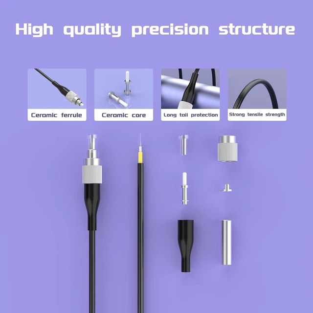 Alt view image 5 of 7 - Outdoor Armored Fiber Optic Cable (114ft/35Meters) FC/UPC to FC/UPC SingleMode Simplex Jumper Optical Patch Cord 9/125um Fiber Optic Internet Cable TPU Black