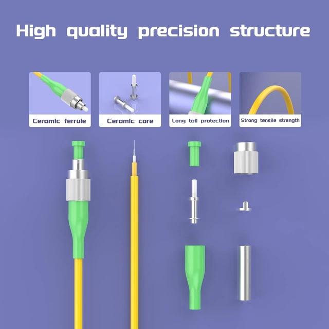 Alt view image 2 of 5 - 50Meter 164ft FC/APC-FC/APC Single-Mode APC Fiber Optic Cable OS1 OS2 Jumper Optical Patch Cord Simplex 9/125um Yellow
