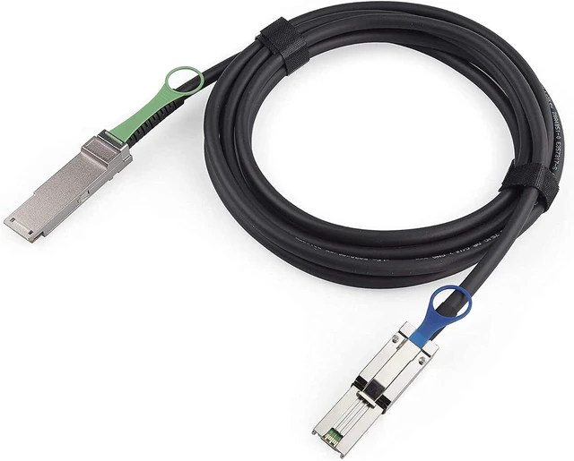Alt view image 2 of 6 - Compatible with QSFP (SFF-8436) to MiniSAS (SFF-8088) DDR Hybrid SAS Cable, 100-Ohm, 1.5-m