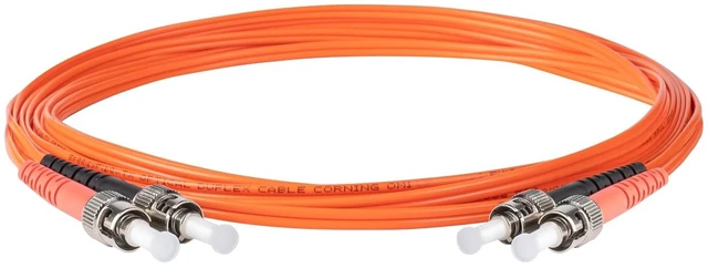 Alt view image 2 of 5 - SpeedyFiberTX 4-Pack 5 Meter ST to ST Fiber Optic Patch Cable, Red and Black Boots, Corning InfiniCor Multimode OM1 62.5/125um Optical Fiber, Duplex Orange Riser OFNR Cable Jacket