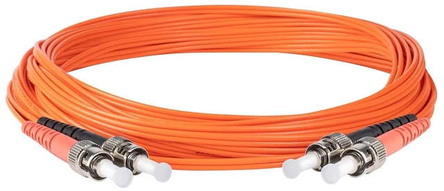 Alt view image 3 of 5 - SpeedyFiberTX 4-Pack 5 Meter ST to ST Fiber Optic Patch Cable, Red and Black Boots, Corning InfiniCor Multimode OM1 62.5/125um Optical Fiber, Duplex Orange Riser OFNR Cable Jacket