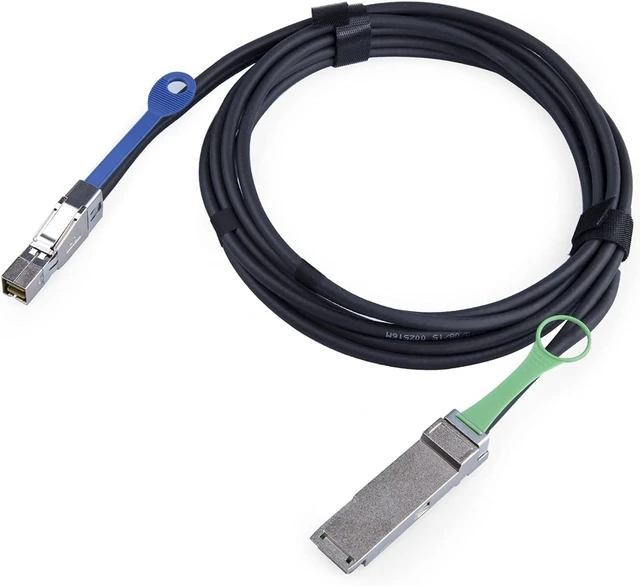 Alt view image 2 of 6 - Compatible with External M~ni SAS HD SFF-8644 to QSFP(SFF-8436) Hybrid SAS Cable, 30AWG, 100-Ohm, 1-m(3.3ft)