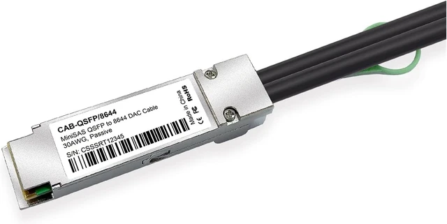 Alt view image 5 of 6 - Compatible with External M~ni SAS HD SFF-8644 to QSFP(SFF-8436) Hybrid SAS Cable, 30AWG, 100-Ohm, 1-m(3.3ft)