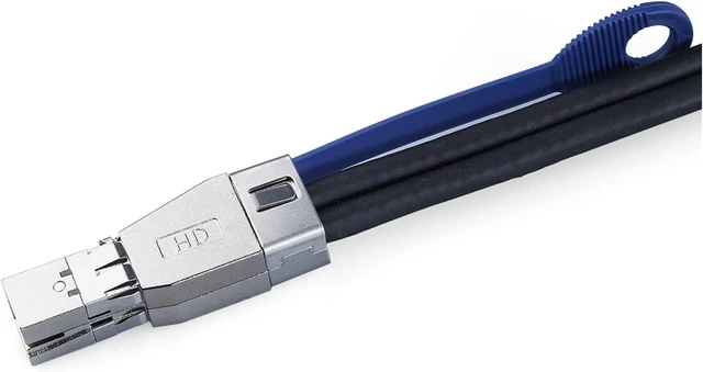 Alt view image 4 of 6 - Compatible with External M~ni SAS HD SFF-8644 to QSFP(SFF-8436) Hybrid SAS Cable, 30AWG, 100-Ohm, 1-m(3.3ft)