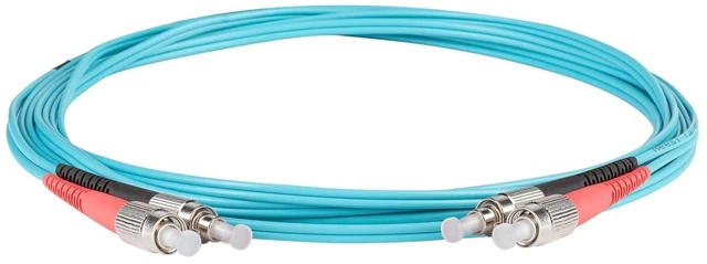 Alt view image 2 of 5 - SpeedyFiberTX 2-Pack 2.5 Meter FC to FC Fiber Optic Patch Cable, Red and Black Boots, Corning ClearCurve Multimode OM4 50/125um Optical Fiber, Duplex Aqua Riser OFNR Cable Jacket
