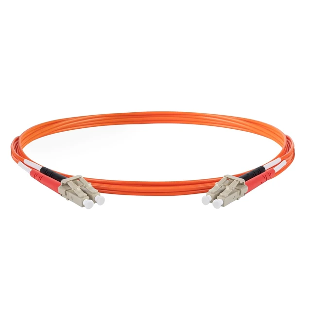 Alt view image 2 of 5 - SpeedyFiberTX 1-Pack 35 Meter LC to LC Fiber Optic Patch Cable, Red and Black Boots, Corning InfiniCor Multimode OM1 62.5/125um Optical Fiber, Duplex Orange Riser OFNR Cable Jacket