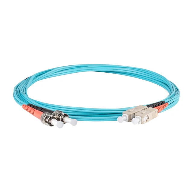 Alt view image 2 of 5 - SpeedyFiberTX 1-Pack 70 Meter ST to SC Fiber Optic Patch Cable, Red and Black Boots, Corning ClearCurve Multimode OM3 50/125um Optical Fiber, Duplex Aqua Riser OFNR Cable Jacket