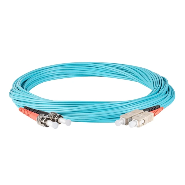 Alt view image 3 of 5 - SpeedyFiberTX 1-Pack 70 Meter ST to SC Fiber Optic Patch Cable, Red and Black Boots, Corning ClearCurve Multimode OM3 50/125um Optical Fiber, Duplex Aqua Riser OFNR Cable Jacket