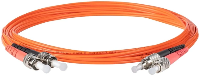 Alt view image 2 of 5 - SpeedyFiberTX 12-Pack 0.5 Meter ST to FC Fiber Optic Patch Cable, Red and Black Boots, Corning InfiniCor Multimode OM1 62.5/125um Optical Fiber, Duplex Orange Riser OFNR Cable Jacket