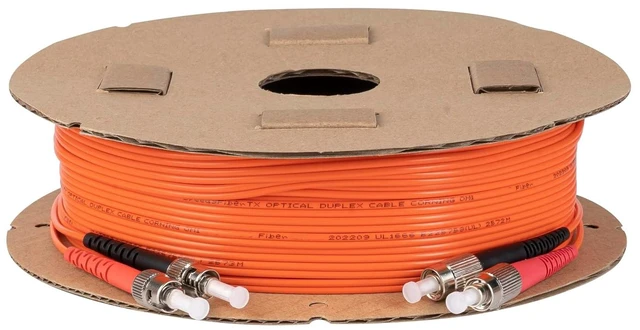 Alt view image 4 of 5 - SpeedyFiberTX 12-Pack 0.5 Meter ST to FC Fiber Optic Patch Cable, Red and Black Boots, Corning InfiniCor Multimode OM1 62.5/125um Optical Fiber, Duplex Orange Riser OFNR Cable Jacket