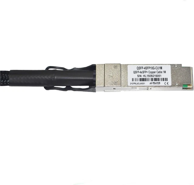 Alt view image 3 of 5 - QSFP-4SFP10G-CU1M Compatible 40G QSFP+ DAC Breakout Cable 30AWG 1M(1.5M)