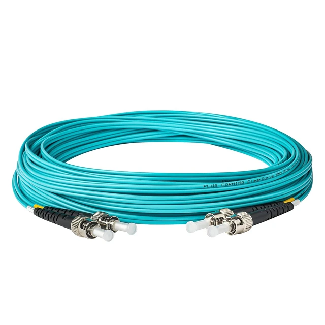 Alt view image 3 of 4 - SpeedyFiberTX - 12-Pack 3 Meter Multimode OM3 Duplex ST to ST Fiber Patch Cable, Corning OM3 ClearCurve 50/125 Optical Fiber, Aqua Riser OFNR Cable Jacket