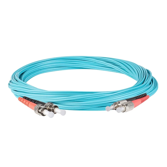 Alt view image 3 of 5 - SpeedyFiberTX 1-Pack 9 Meter ST to FC Fiber Optic Patch Cable, Red and Black Boots, Corning ClearCurve Multimode OM4 50/125um Optical Fiber, Duplex Aqua Riser OFNR Cable Jacket