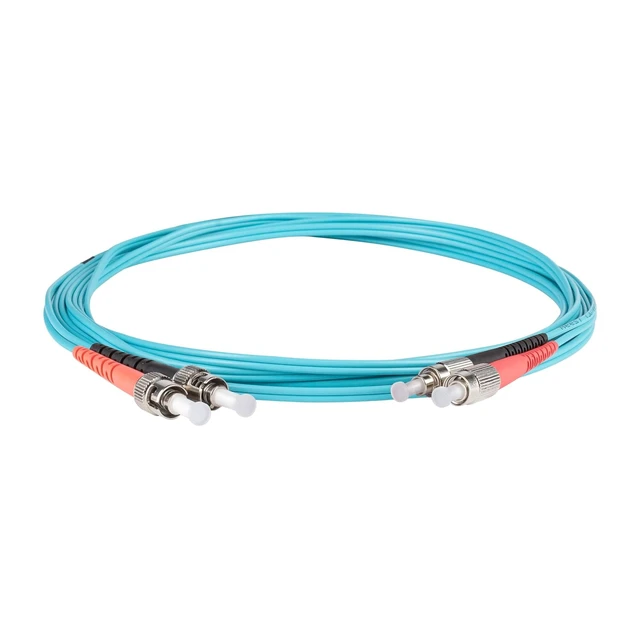 Alt view image 2 of 5 - SpeedyFiberTX 1-Pack 9 Meter ST to FC Fiber Optic Patch Cable, Red and Black Boots, Corning ClearCurve Multimode OM4 50/125um Optical Fiber, Duplex Aqua Riser OFNR Cable Jacket