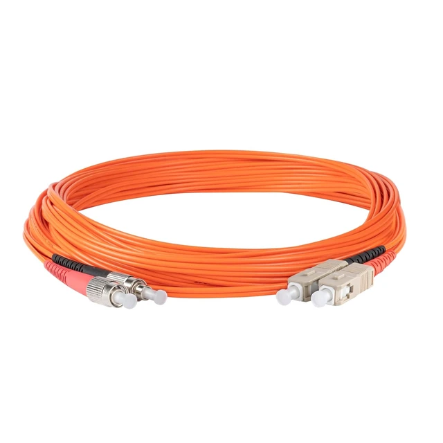 Alt view image 3 of 5 - SpeedyFiberTX 2-Pack 12 Feet FC to SC Fiber Optic Patch Cable, Red and Black Boots, Corning InfiniCor Multimode OM1 62.5/125um Optical Fiber, Duplex Orange Riser OFNR Cable Jacket
