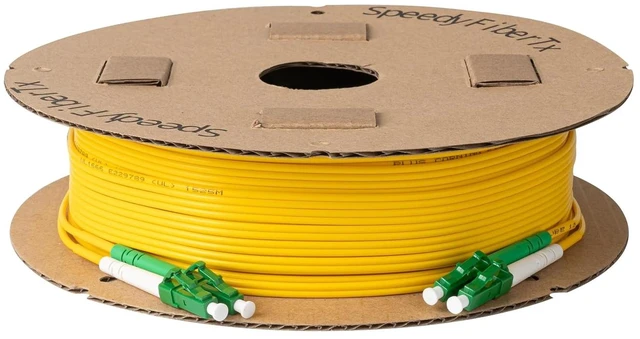 Alt view image 4 of 5 - SpeedyFiberTX 4-Pack 5 Meter LC/A to LC/A Fiber Optic Patch Cable, Green and White Boots, Corning SMF-28 Ultra Single-Mode 9/125um Optical Fiber, Duplex Yellow Riser OFNR Cable Jacket