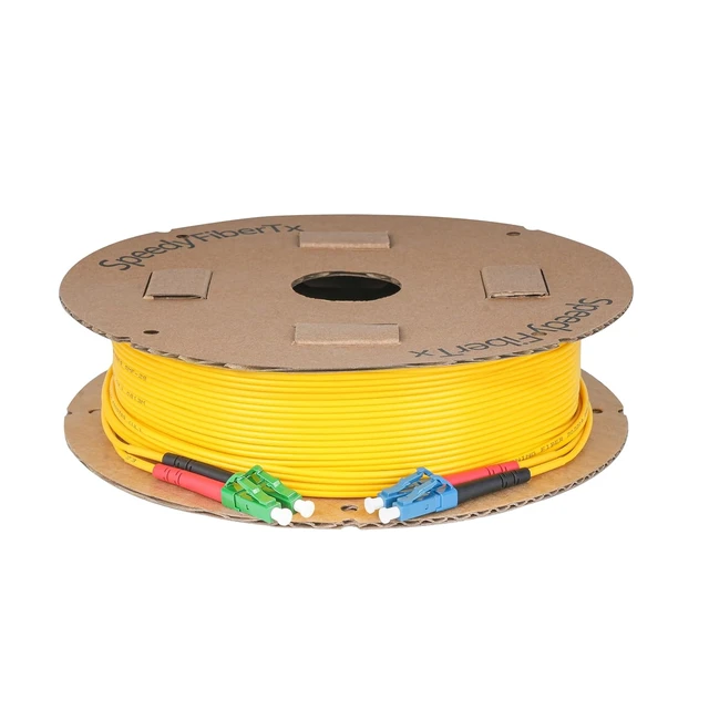 Alt view image 4 of 5 - SpeedyFiberTX 4-Pack 7 Meter LC/U to LC/A Fiber Optic Patch Cable, Red and Black Boots, Corning SMF-28 Ultra Single-Mode 9/125um Optical Fiber, Duplex Yellow Riser OFNR Cable Jacket