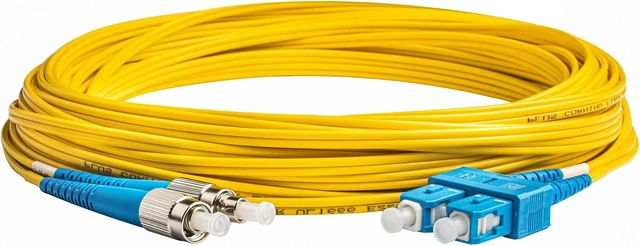 Alt view image 3 of 6 - SpeedyFiberTX - 2-Pack 100 Feet Singlemode Duplex FC/U to SC/U Fiber Patch Cable, Corning SMF-28® 9/125um Ultra Optical Fiber, OS1/OS2 Compatible, Yellow Riser OFNR Cable Jacket
