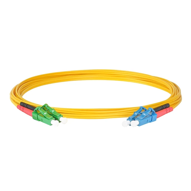 Alt view image 2 of 5 - SpeedyFiberTX 4-Pack 7 Meter LC/U to LC/A Fiber Optic Patch Cable, Red and Black Boots, Corning SMF-28 Ultra Single-Mode 9/125um Optical Fiber, Duplex Yellow Riser OFNR Cable Jacket