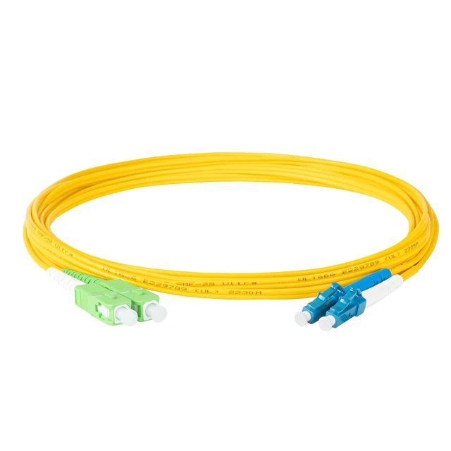 Alt view image 2 of 5 - SpeedyFiberTX 4-Pack 50 Meter LC/U to SC/A Fiber Optic Patch Cable, Green, Blue, and White Boots, Corning SMF-28 Ultra Single-Mode 9/125um Optical Fiber, Duplex Yellow Riser OFNR Cable Jacket