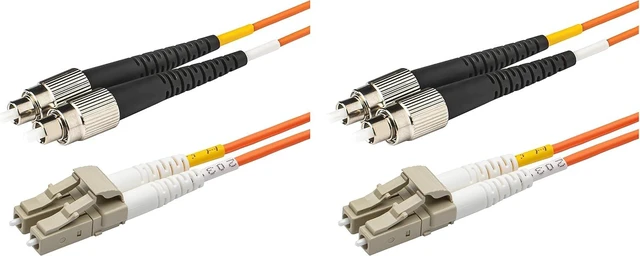 Main image of SpeedyFiberTX - 2-Pack 65 Meter Multimode OM1 Duplex FC to LC Fiber Patch Cable, Corning OM1 62.5/125 Optical Fiber, Orange Riser OFNR Cable Jacket