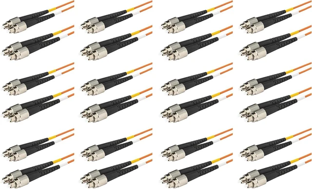 Main image of SpeedyFiberTX - 12-Pack 22 Meter Multimode OM1 Duplex FC to FC Fiber Patch Cable, Corning OM1 62.5/125 Optical Fiber, Orange Riser OFNR Cable Jacket