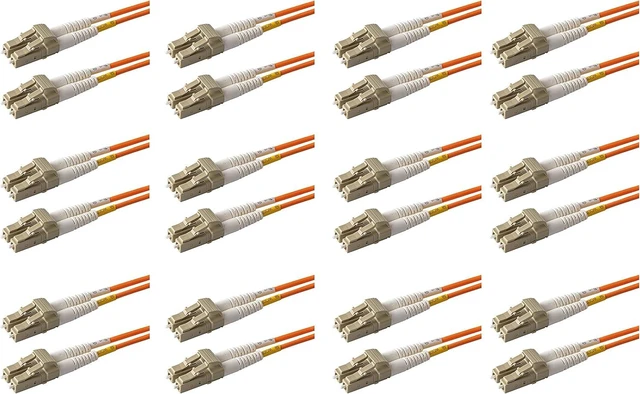 Main image of SpeedyFiberTX - 12-Pack 3 Meter Multimode OM1 Duplex LC to LC Fiber Patch Cable, Corning OM1 62.5/125 Optical Fiber, Orange Riser OFNR Cable Jacket