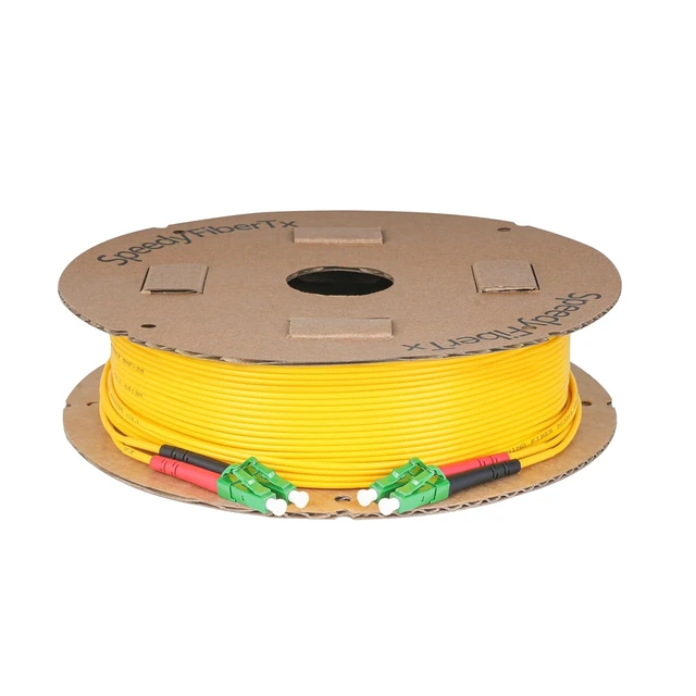 Alt view image 4 of 5 - SpeedyFiberTX 12-Pack 8 Meter LC/A to LC/A Fiber Optic Patch Cable, Red and Black Boots, Corning SMF-28 Ultra Single-Mode 9/125um Optical Fiber, Duplex Yellow Riser OFNR Cable Jacket