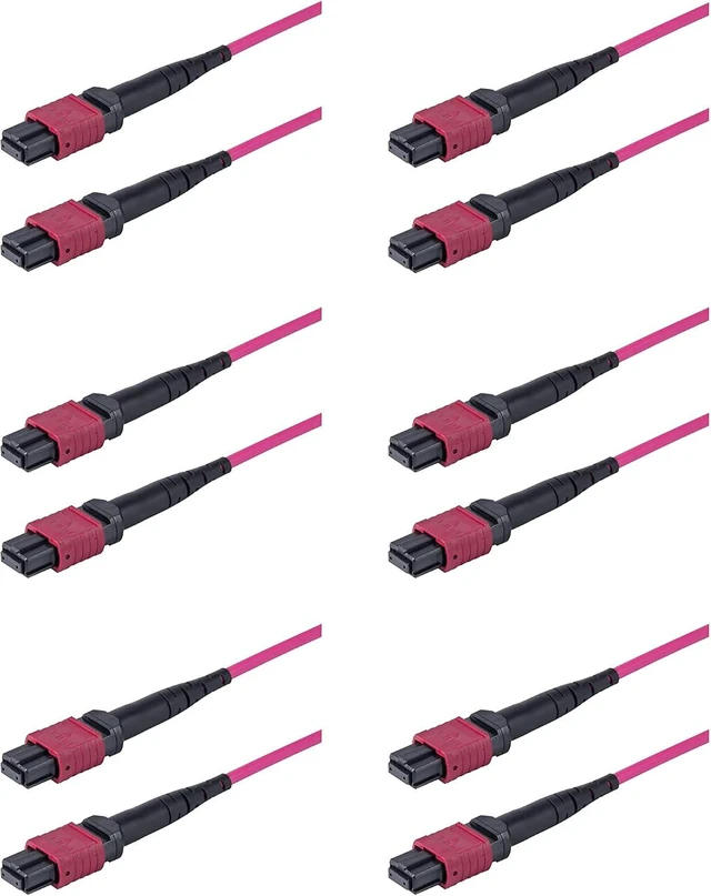 Main image of SpeedyFiberTX - 6-Pack 2 Feet 12 Fiber OM4 40Gb 100Gb Low Loss MPO Fiber Trunk Cable, Type-B, Corning ClearCurve Fiber, Fire Retardant Plenum OFNP Cable Jacket