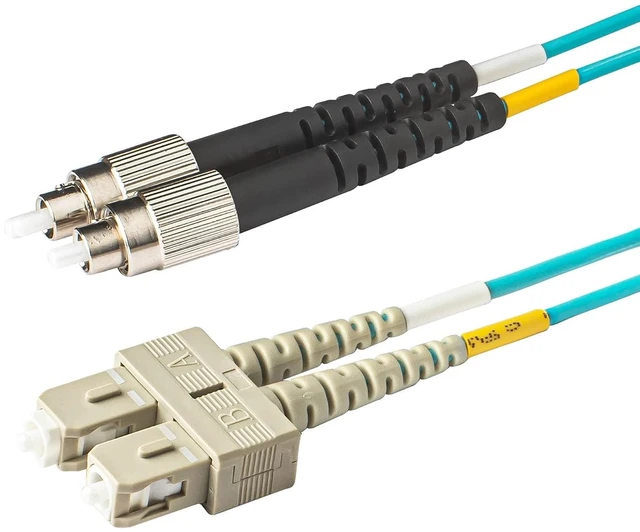 Main image of SpeedyFiberTX - 1-Pack 80 Meter Multimode OM3 Duplex FC to SC Fiber Patch Cable, Corning OM3 ClearCurve 50/125 Optical Fiber, Aqua Riser OFNR Cable Jacket