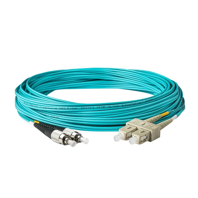 Alt view image 3 of 5 - SpeedyFiberTX - 1-Pack 80 Meter Multimode OM3 Duplex FC to SC Fiber Patch Cable, Corning OM3 ClearCurve 50/125 Optical Fiber, Aqua Riser OFNR Cable Jacket
