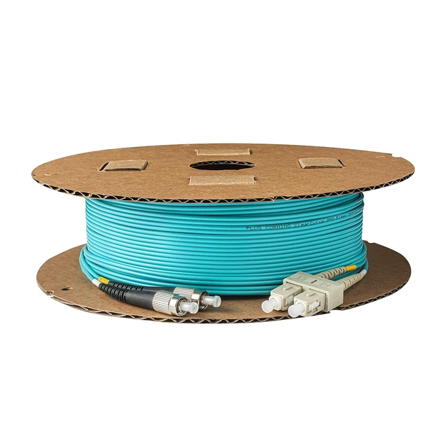 Alt view image 4 of 5 - SpeedyFiberTX - 1-Pack 80 Meter Multimode OM3 Duplex FC to SC Fiber Patch Cable, Corning OM3 ClearCurve 50/125 Optical Fiber, Aqua Riser OFNR Cable Jacket