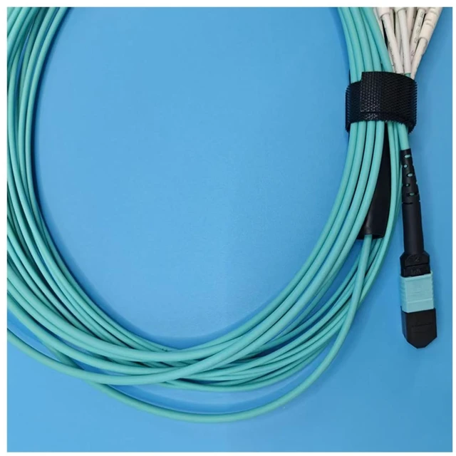 Alt view image 2 of 6 - 8-Core MPO-LC Breakout Cable Type B, OM4 Multimode, LSZH Aqua 2.0mm,