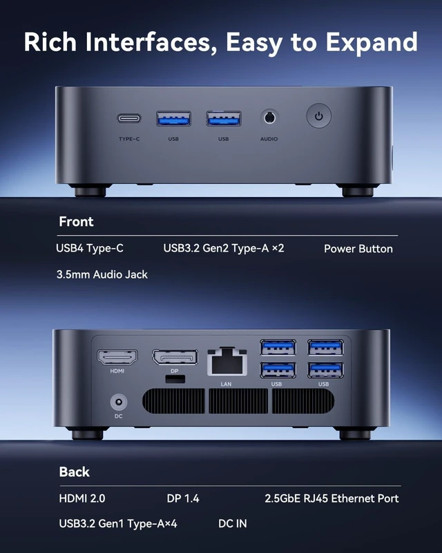 Alt view image 5 of 7 - ACEMAGIC Matrix Mini M1 Mini PC Windows 11 Pro Intel Core i9 13900HK 32GB RAM 1TB SSD (14C/20T) up to 5.4GHZ USB4/HDMI/DP WiFi 6E 2.5G LAN, Mini Computers Mircro Desktop Beat I9 12900HK 7840HS 6800H
