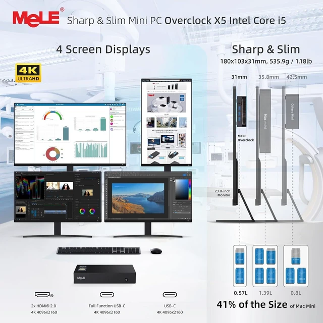 Alt view image 5 of 7 - MeLE Overclock X5 Mini PC i5-1235U 16GB DDR4 512GB SSD Dual LAN 1GbE+2.5GbE