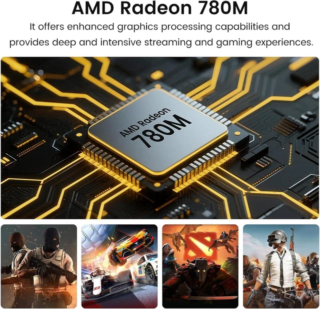 Alt view image 3 of 7 - Trycoo HA-4 Mini Gaming PC, AMD Ryzen 7 Mini PC Ryzen 7 7840HS Processor (up to 5.1GHz), DDR5-5600 32GB RAM 1TB PCIe4.0 SSD, 2.5Gbps LAN/Wi-Fi6/BT5.2, USB-C and RGB