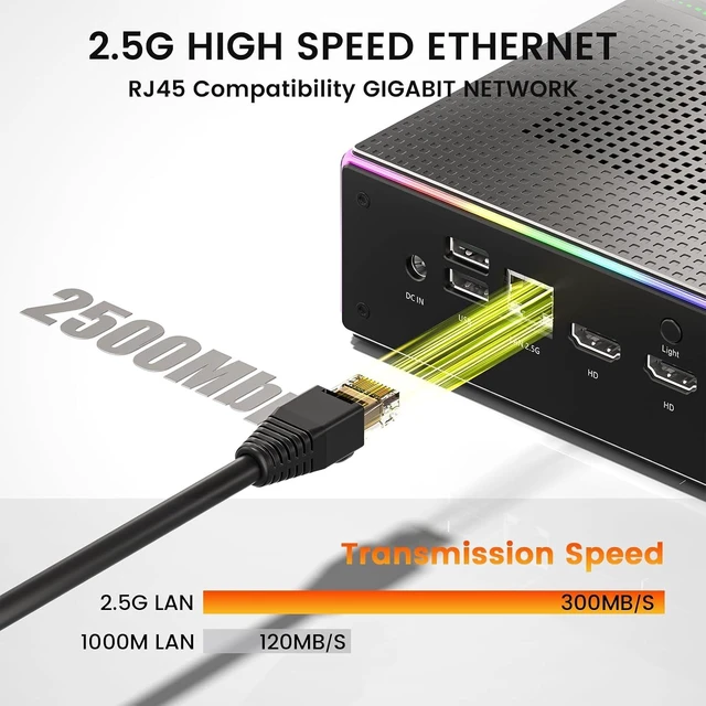 Alt view image 6 of 7 - Trycoo HA-4 Mini Gaming PC, AMD Ryzen 7 Mini PC Ryzen 7 7840HS Processor (up to 5.1GHz), DDR5-5600 32GB RAM 1TB PCIe4.0 SSD, 2.5Gbps LAN/Wi-Fi6/BT5.2, USB-C and RGB