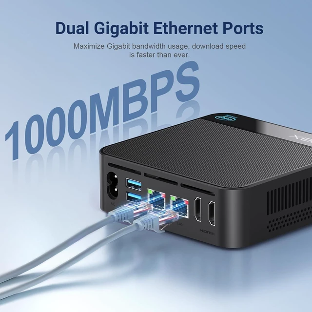Alt view image 5 of 7 - Mini PC, 13th Gen Alder Lake N150 (Turbo 3.6Hz), 16GB DDR4 500GB M.2 SSD Dual LAN, Desktop Mini Computer 4K Dual HDMI Display, WiFi, BT5.0, Built-in 45W Power Supply and Dustproof Design