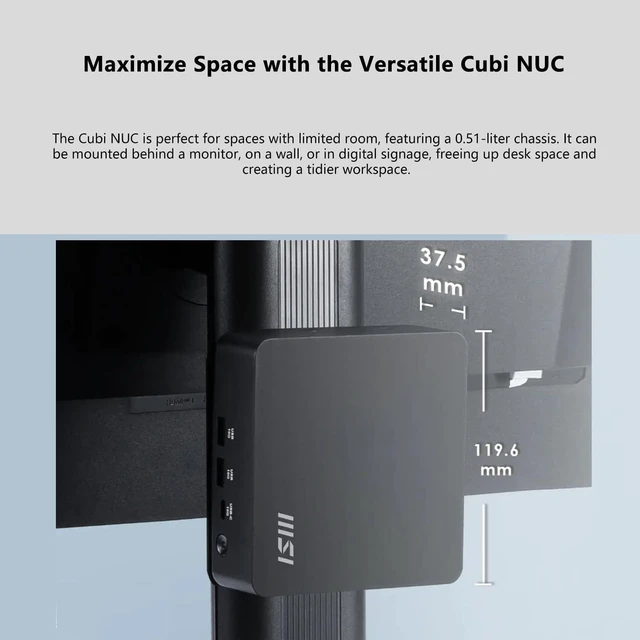 Alt view image 5 of 7 - msi Cubi NUC AI Business Mini Desktop, Intel 14-Core Ultra 5 125H, 16GB DDR5, 1TB SSD, Support 4-Display & 4K, 2 x Thunderbolt 4, 2 x HDMI, Dual 2.5G LAN, Wi-Fi 6E, Windows 11 Pro, Black
