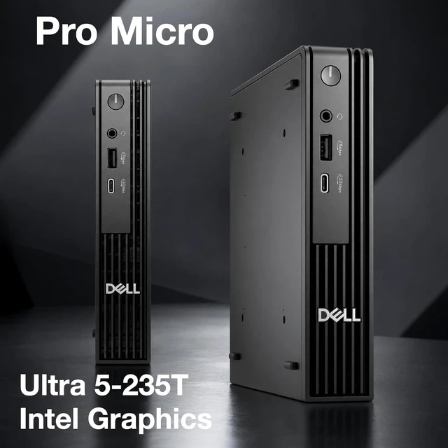 Alt view image 3 of 7 - Dell Pro Micro QCM1250 AI Mini PC, Intel Core Ultra 5-235T, 8GB DDR5/512GB