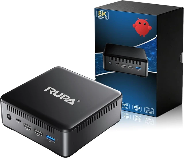 Main image of RUPA OpenClaw Mini PC 8GB DDR4 RAM 64GB 2.5''SSD, Micro PC Preinstalled AI Agent System Armbian Ubuntu 26.0.2, Support Real 4K HDR 10+ Triple Display, WiFi6, BT5.2, USB3.0, Gigabit Ethernet