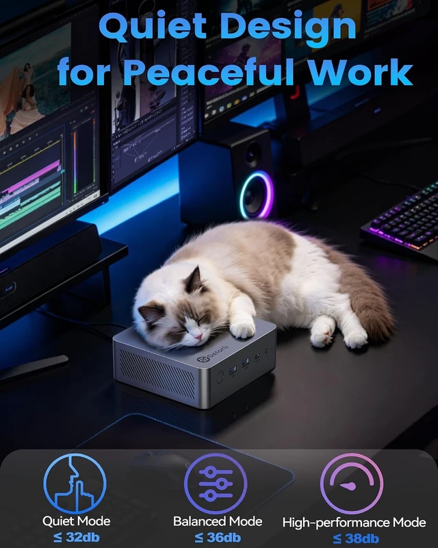 Alt view image 5 of 7 - Getorli Mini PC AMD Ryzen 7 8745HS CPU Radeon 780M Graphics Compact Gaming PC 16GB DDR5 RAM 500GB NVMe SSD Small Desktop Computer Dual 2.5GLAN 4K HDMI DP Micro PCs WiFi 6 BT5.3 Prebuilt OS Office Home