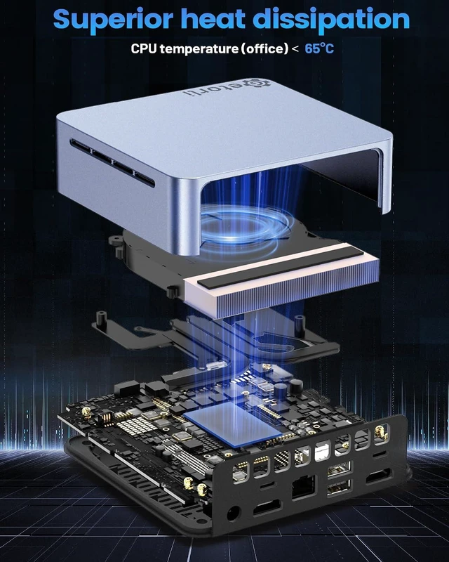 Alt view image 4 of 7 - Getorli Mini PC AMD Ryzen 5 3500U (4C/8T, Max 3.7GHz) Small Desktop Computer 16GB DDR4 RAM 512GB SSD Budget Micro Compact PCs 4K HD Dual HDMI WiFi 6 BT5.3 Prebuilt OS for Home Office Gaming Streaming