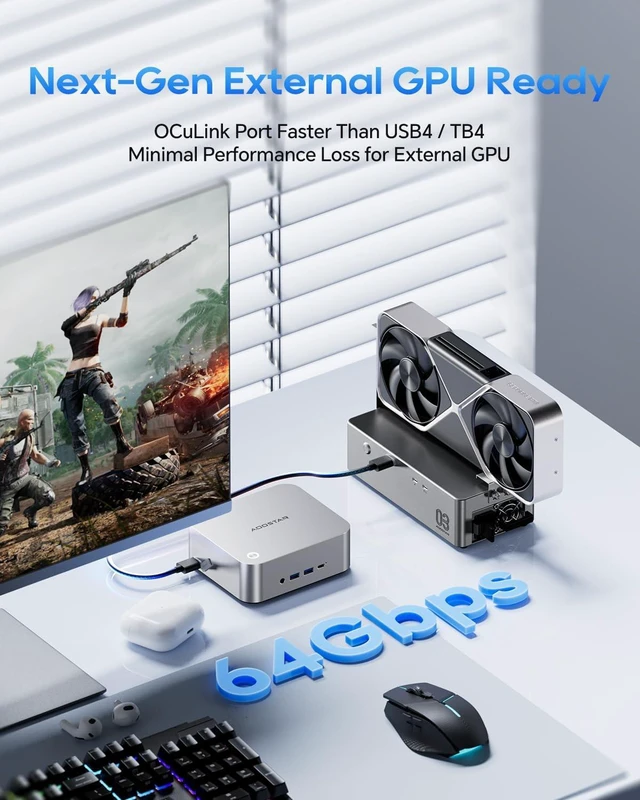 Alt view image 7 of 7 - AOOSTAR MACO Mini PC, AMD Ryzen 7 H255 24GB DDR5 RAM 1TB PCIe4.0 SSD Mini Computer(8C/16T, up to 4.9GHz), Radeon 780M Graphics, Mini Desktop Computer with OCuLink/USB4/HDMI2.1/WiFi6/Dual 2.5G LAN