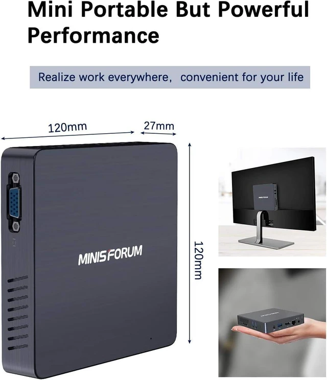 Alt view image 3 of 7 - Windows 10 Pro Mini PC, Intel Celeron N3350 Dual-Core Processor, 4GB LPDDR4 64GB eMMC, Fanless Mini Desktop Computer Support 4K HD/HDMI+VGA Port/Dual WiFi/Gigabit Ethernet/BT 4.2