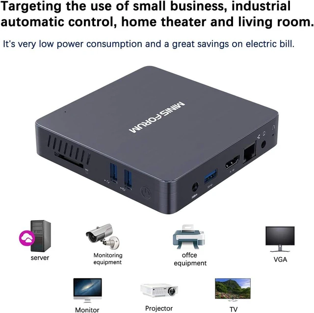 Alt view image 7 of 7 - Windows 10 Pro Mini PC, Intel Celeron N3350 Dual-Core Processor, 4GB LPDDR4 64GB eMMC, Fanless Mini Desktop Computer Support 4K HD/HDMI+VGA Port/Dual WiFi/Gigabit Ethernet/BT 4.2