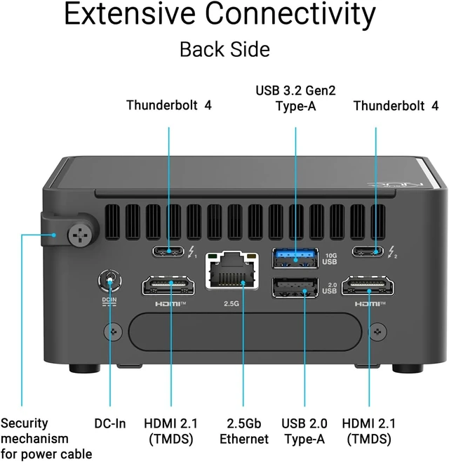 Alt view image 4 of 7 - ASUS NUC 15 Pro AI Mini Business Desktop Computer, Ultra 7-255H, 16GB/512GB