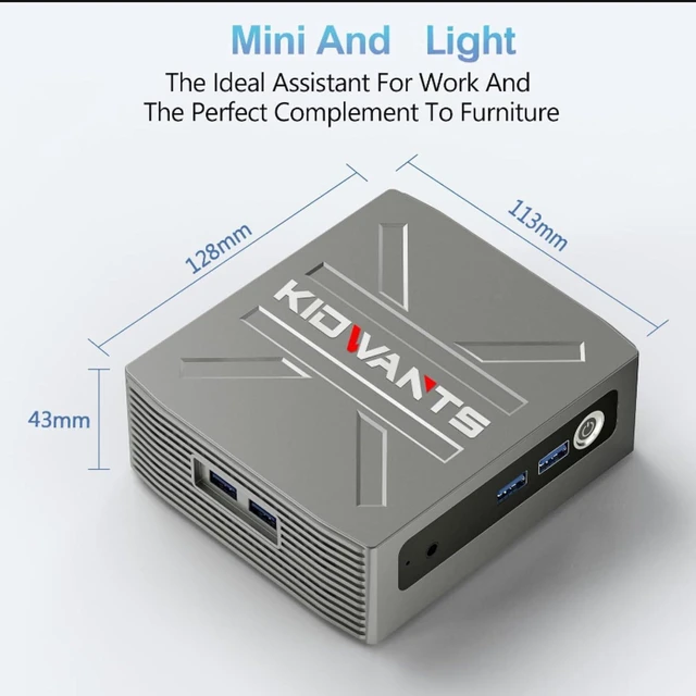 Alt view image 4 of 7 - Mini PC Intel N4000 (Up to 2.6GHz), 8GB LPDDR4 RAM 128GB eMMC, Supports 4K@60Hz Dual Monitor, M.2 SSD Expandable to 2TB, 2.4G/5G WiFi & BT 5.0, Mini Desktop Computer for Home Office & Education